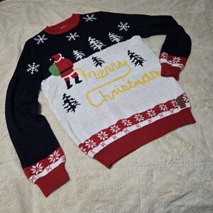 Tipsy Elves Bad Santa Christmas Sweater Yellow Snow, L